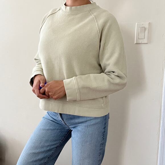 Frank and Oak Women's Light Green Waffle Knit Organic Cotton Sweatshirt Size M - Picture 10 of 14